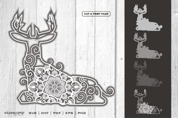3D Deer Mandala Vector: Perfect 3D SVG for Shadow Boxes