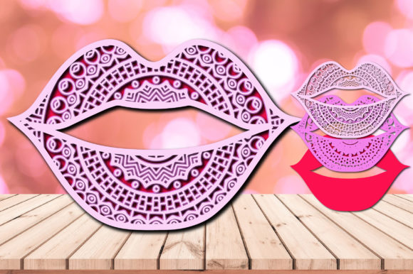 3D SVG Kiss Lips Mandala: A Shape for Brands