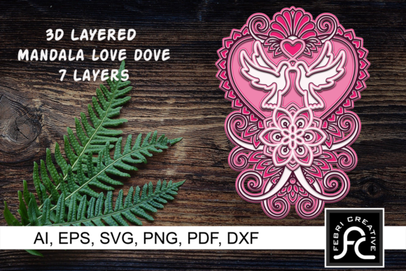3D SVG Love Dove for Shadow Boxes & More