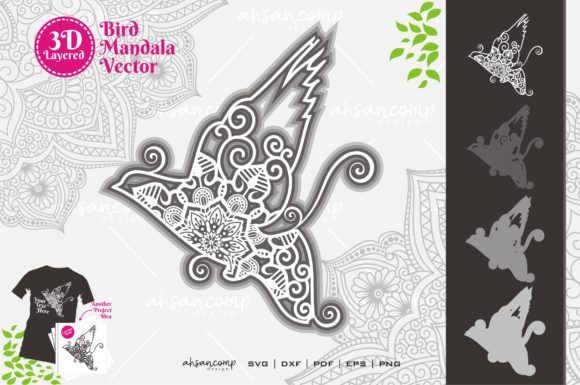 Bird Mandala 2: Premium 3D SVG for Shadow Boxes