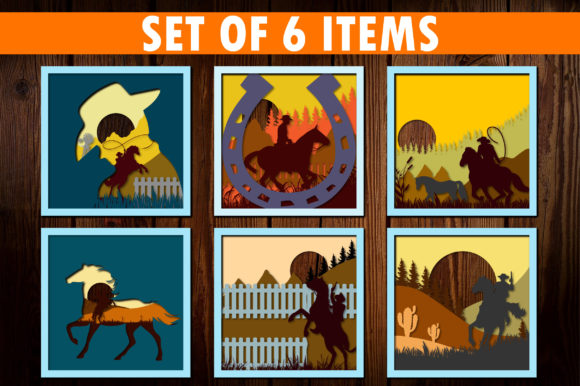 Cowboy Bundle: 3D SVG for Shadow Boxes & Web