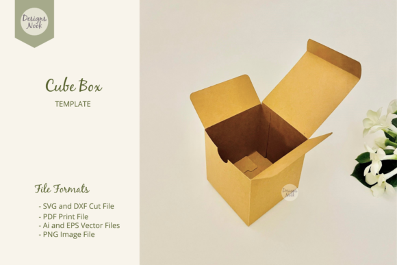 Cube Box Template Cut Files, Printable: 3D SVG Shapes