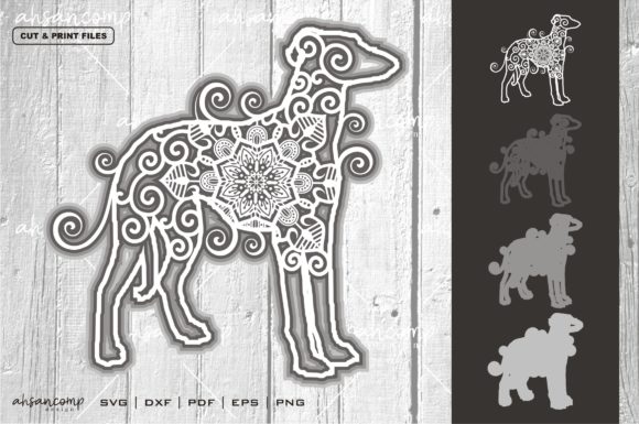 Dog 1 Mandala Vector SVG Multilayer for 3D SVG Shadow Boxes