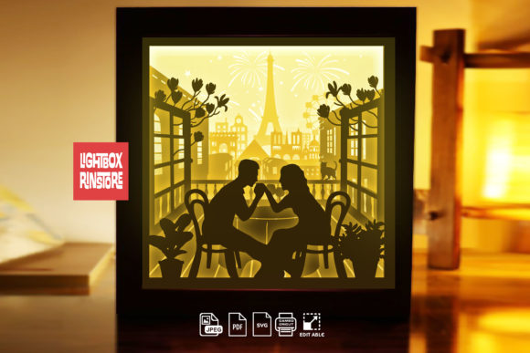 Love in French Paper Lightbox 232: 3D SVG Shadow Boxes