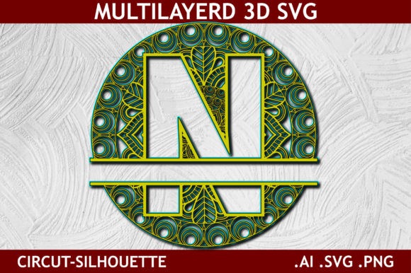 Review: Split Alphabet N Letter Mandala Layered 3D SVG for Shapes