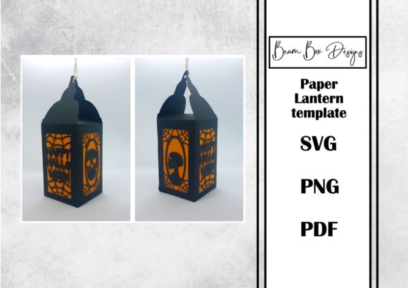Skull Halloween Paper Lantern Template: 3D SVG Shapes