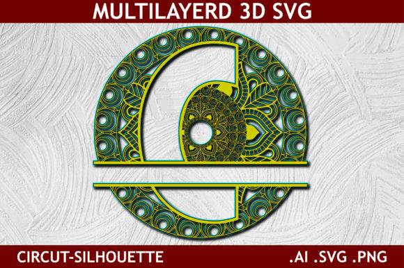 Split Alphabet Layered C Letter Mandala: A 3D SVG for Shapes