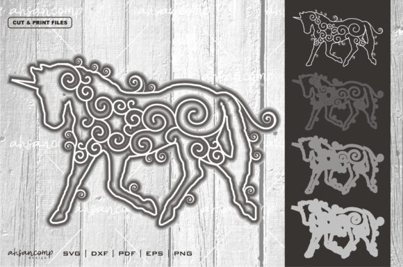 Unicorn Vector 3D Layered 5: A 3D SVG for Shadow Boxes